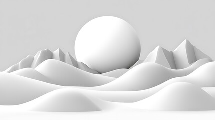 Poster - Clean and Minimalist White Landscape with Geometric Forms