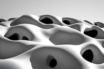 Poster - Minimalist White Wave Pattern with Organic Shapes in a Clean Style