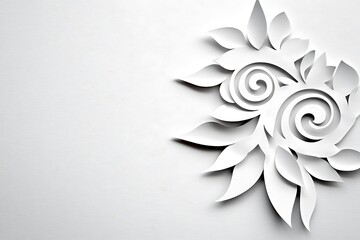 Poster - Minimalist White Wave Pattern with Elegant Curves and Floral Design