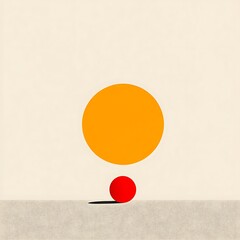 Poster - Minimalist Composition with Orange Sun and Red Circle on White Background
