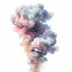 Poster - Plume of colorful smoke rises against a white backdrop, creating a vibrant and abstract visual