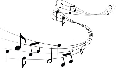 music note wave and musical symbol line icon.