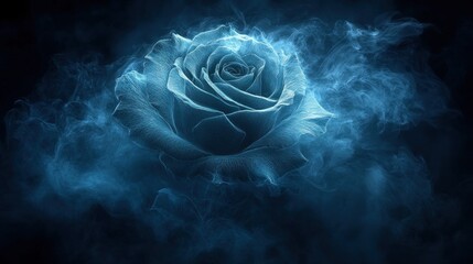 Sticker - Mystical blue rose in smoke.