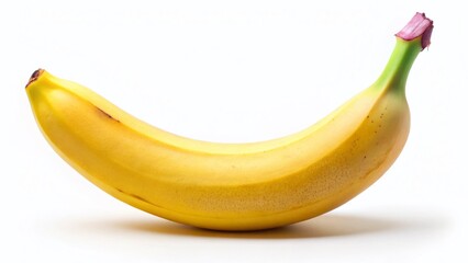 Wall Mural - Single Ripe Yellow Banana Isolated on White Background - Stock Photo