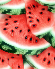Poster - Perfectly Cut Watermelon Slices Arranged Beautifully for a Refreshing Summer Treat