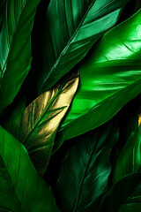 Sticker - A vibrant close-up of lush green leaves, showcasing various shades and textures, creating a rich natural backdrop.