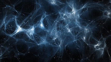 Aufkleber - Abstract glowing blue web of digital lines and particles in a dark space