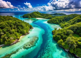 Wall Mural - Stunning Aerial View of Turquoise Lagoon, Secluded Tropical Paradise