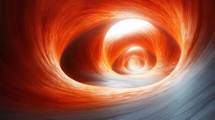 Wall Mural - A spiral tunnel with a blue and orange color scheme