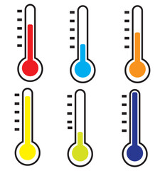 temperature icon set. temperature scale icon symbol. weather sign. thermometer icons. warm and cold 