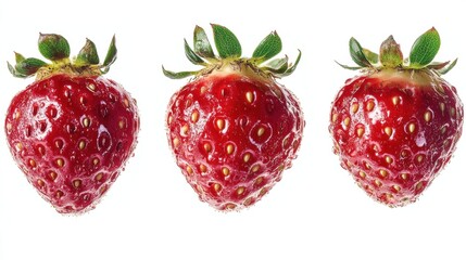 Wall Mural - Fresh and Juicy Strawberries on White Background for Food Photography