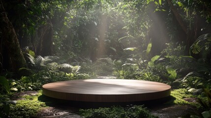 Wall Mural - Serene Nature Setting with Circular Platform Surrounded by Lush Foliage