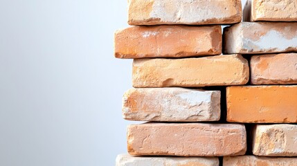 Poster - Stacked Reclaimed Orange Bricks Rustic Texture Building Material