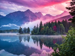 Wall Mural - Surreal Scenic Lake: Dreamlike Reflections & Serene Landscape Photography