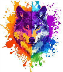  illustration of a wolf, tee shirt design