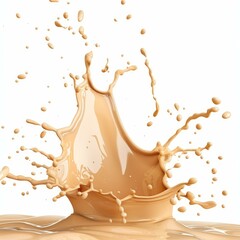 Poster - Beige liquid splashing and making a crown shape on white background