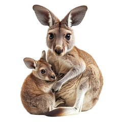 Wall Mural - kangaroo holding baby isolated on transparent background