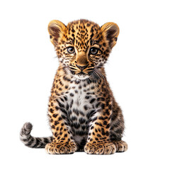 Aufkleber - leopard cub sitting isolated on transparent background