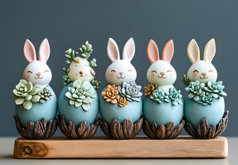 Wall Mural - Adorable Bunny Succulent Planters Easter Decor