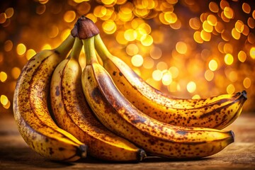 Canvas Print - Three Ripe Bananas with Brown Spots, Close-up Bokeh Photography