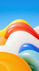 Poster - Abstract surrealism waves of color outdoor digital art bright sky aerial view relaxing and playful concept