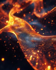 Poster - Dynamic flowing light patterns abstract digital art luxurious textures dark environment close-up view elegant concepts