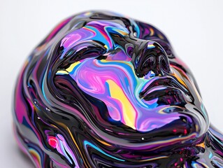 Poster - Surreal cosmic beings in clean style profile abstract art studio environment close-up view creative concept