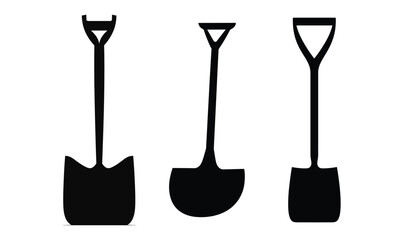 Poster - Shovel icon, vector, outline, silhouette, illustration, isolated on white background