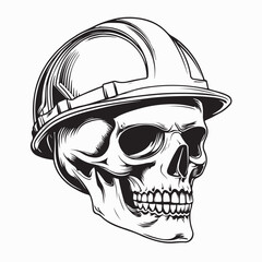 skull wearing construction helmet vector image symbolizing safety and hard work image vector