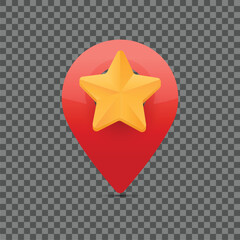 Poster - favorite place map marker icon design with yellow star. vector illustration.