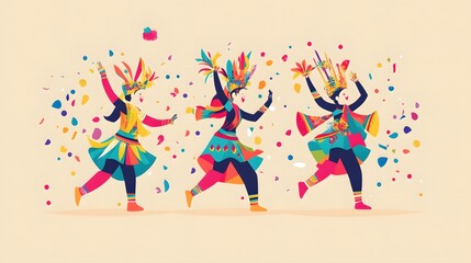 Poster - Cultural dance celebration vibrant festival digital artwork colorful environment dynamic viewpoint joyous expression