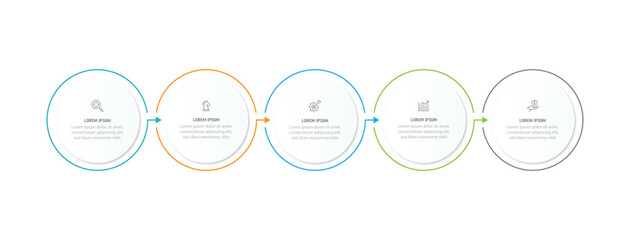 Wall Mural - infographic business concept design with icons and 5 options or steps. thin line vector. can be used