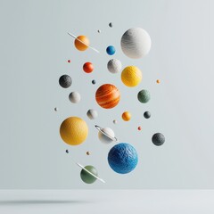 Poster - Surreal floating planets concept art clean background digital artwork minimalist setting abstract perspective