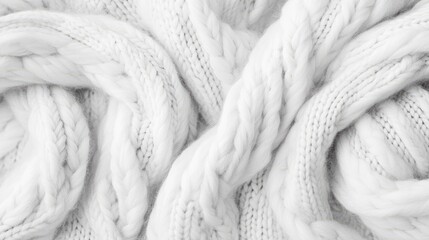 Aufkleber - White knitted wool texture with intricate patterns and soft fibers ideal for background use Copy Space