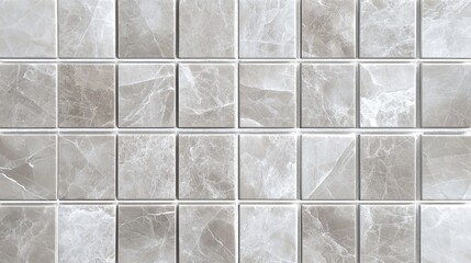 Poster - Gray marble tile mosaic pattern with a glossy finish and textured surface suitable for interior design applications Copy Space