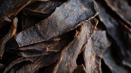 Dried seaweed sheets close-up texture with natural dark brown colors and organic patterns Copy Space