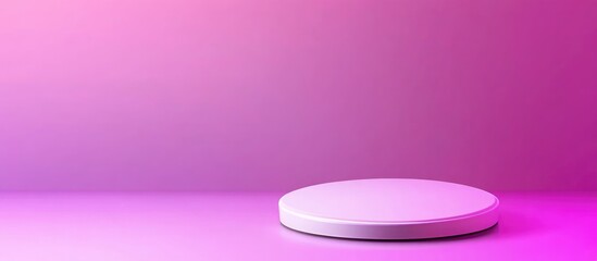 Poster - minimalistic round display pedestal on a pink gradient background with ample copy space for product 