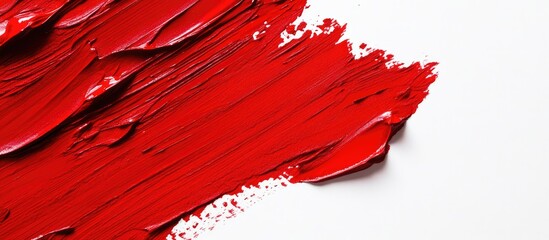 Poster - Bright red paint smear on white background with ample copy space for text placement.