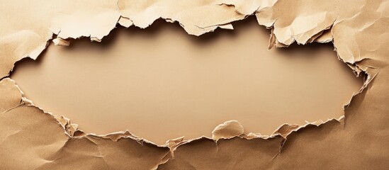 Poster - Torn brown paper texture with copy space in the center for text or design elements