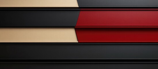 Leinwandbilder - Abstract geometric composition of layered colored panels in black, red, cream, and beige tones with copy space for text.