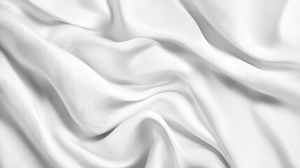 White silk fabric texture with soft folds and drapes, isolated background with copy space for design use.