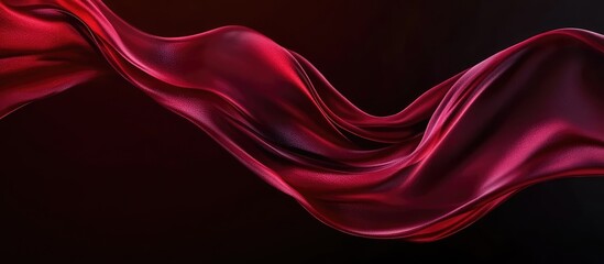  - red silky fabric draped on a dark background with smooth flowing curves and copy space for text plac