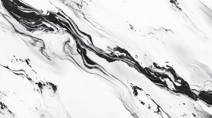 Poster - Black and White Marble Texture with Swirling Patterns and Copy Space for Design Elements
