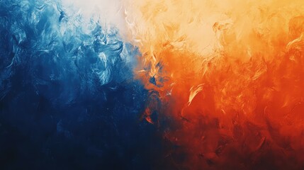 Fototapete - Abstract texture artwork featuring blue and orange vivid brush strokes with a seamless gradient effect and Copy Space for text placement.