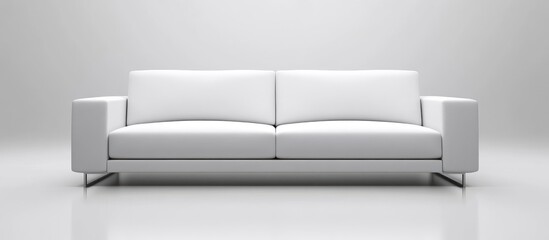 Poster - Modern minimalist white sofa on a gray background with Copy Space for text placement