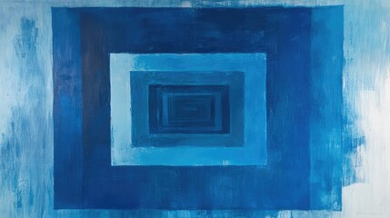 Fototapete - Abstract blue concentric square patterns with varying shades creating a calming visual effect Copy Space