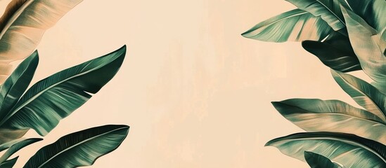 Aufkleber - Tropical leaves on a soft background with ample copy space for text placement