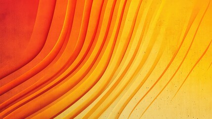 Fototapete - Abstract wavy lines in shades of orange and yellow with textured background and copy space for text placement