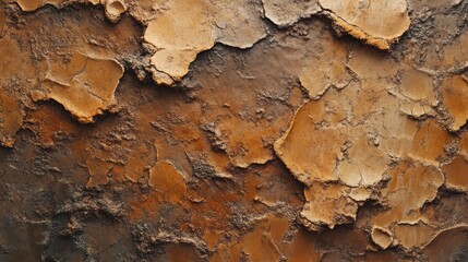  - Textured surface of weathered and peeling paint with earthy tones and rough details suitable for backgrounds or design elements. Copy Space