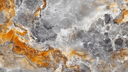 Poster - Abstract textured surface of natural stone with grey, orange, and white patterns suitable for backgrounds or design projects Copy Space